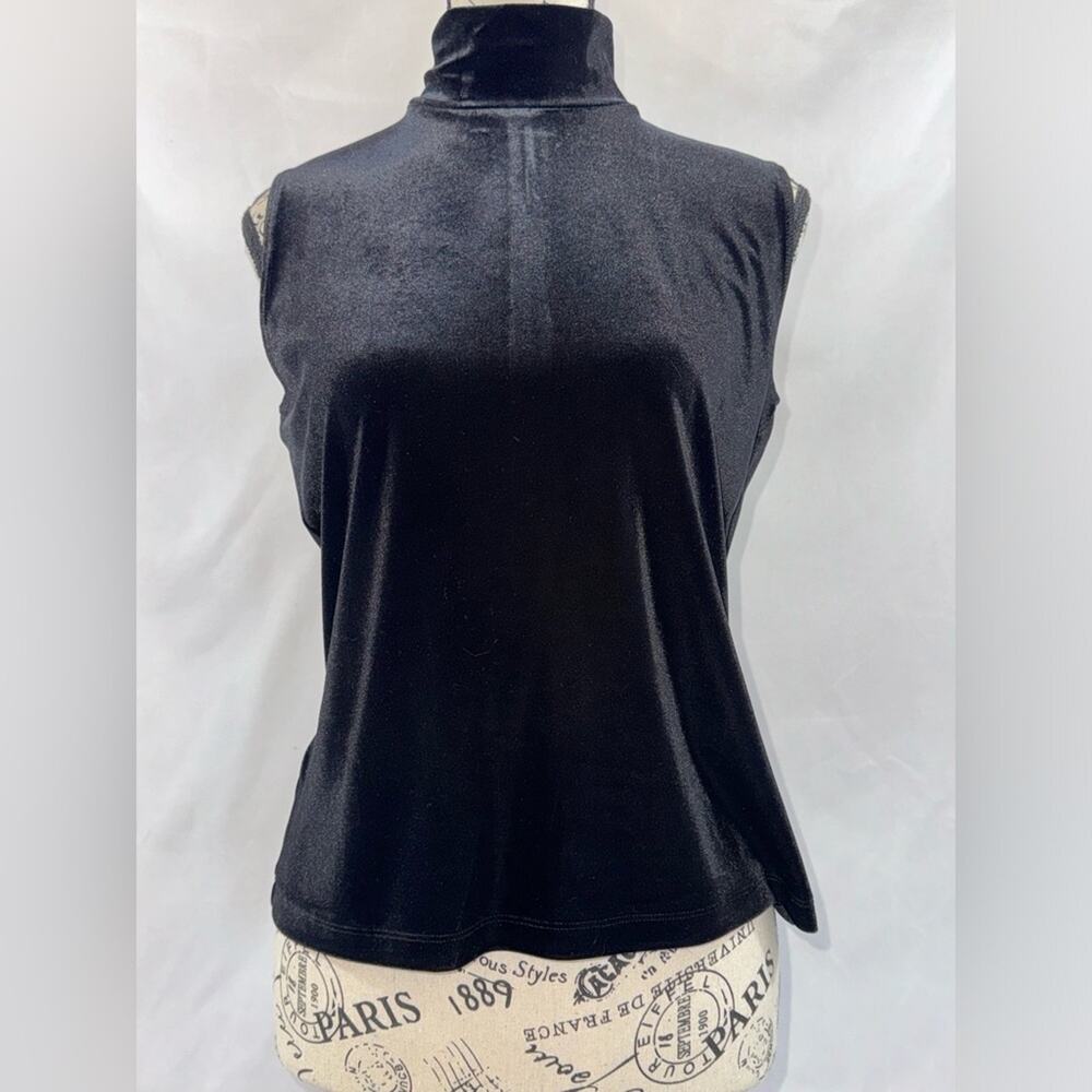 Beautiful Ann Taylor Black Velour Sleeveless Turtleneck